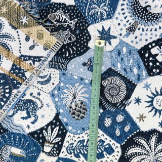 Dekorativna tkanina jacquard Tucan allover bleu