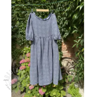 Dvojna gaza/muslin Double sided CHECKS MINI navy