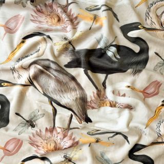 Dekorativna tkanina VELVET Heron bird camel
