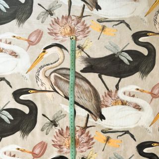 Dekorativna tkanina VELVET Heron bird camel