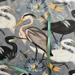Dekorativno blago VELVET Heron bird steel grey