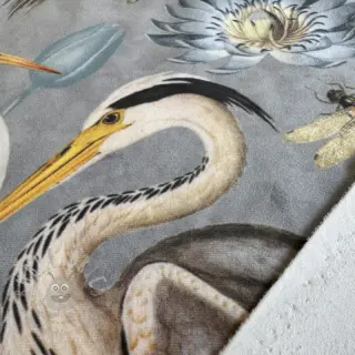 Dekorativno blago VELVET Heron bird steel grey