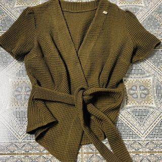 Bombažni vafel tkanja moss green