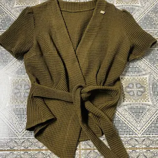 Bombažni vafel tkanja moss green