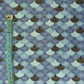 Bavlnená látka JAPAN Tsunami bleu