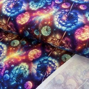 Pliš tkanina Fantasy flowers design A digital print