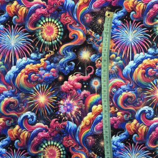 Pletene trenirko blago Fire works design E digital print