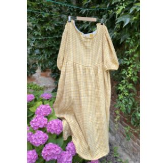 Dvojna gaza/muslin Double sided CHECKS MINI ochre