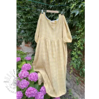Dvojna gaza/muslin Double sided CHECKS MINI ochre