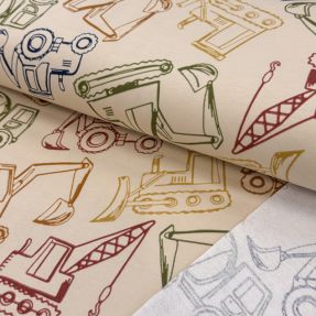 Pletene trenirko blago WORK VEHICLES sand digital print