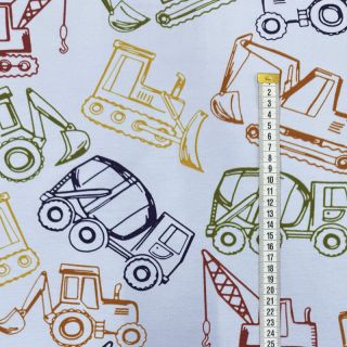 Pletene trenirko blago WORK VEHICLES light blue digital print