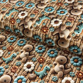 Pleteni jersey 3D Knitted Cuties design A digital print