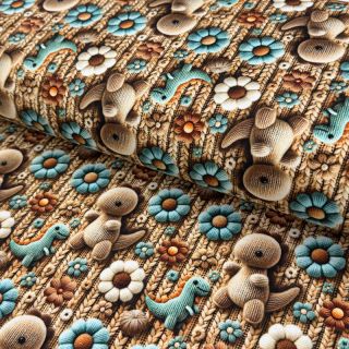 Pleteni jersey 3D Knitted Cuties design A digital print