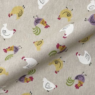 Dekorativna tkanina Linenlook Rooster And Chick