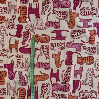 Dekorativno blago Linenlook Cat Wildlife Art pink