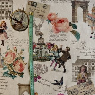 Dekorativna tkanina premium Linenlook Poetry Romantic Scene digital print