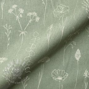 Dekorativno blago Linenlook Fine Fragile Flower old green