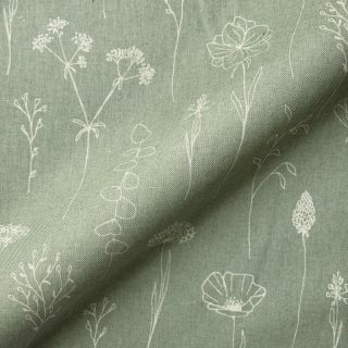 Dekorativna tkanina Linenlook Fine Fragile Flower old green