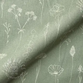 Dekorativno blago Linenlook Fine Fragile Flower old green
