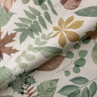 Dekorativno blago premium Linenlook Coloured Leaf Mix digital print