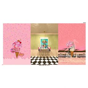 Pletene tkanine Pink dinner PANEL digital print