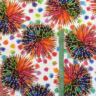 Pletene tkanine Pencil explosion circles digital print