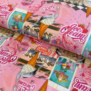 Pletene tkanine Pink dinner digital print