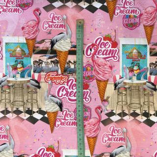 Pletene tkanine Pink dinner digital print