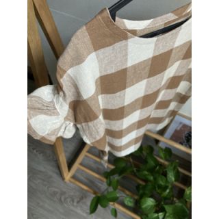 Viskoza z lanom YARN DYED CHECK light brown