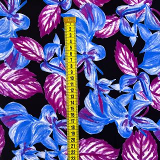 Viskoza RADIANCE Anabella leaves black digital print