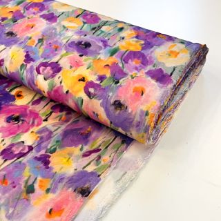 Viskoza SATIN Lavender flowers digital print