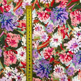 Viskoza SATIN Old fashion flowers digital print