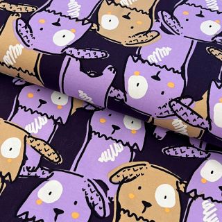 Pletenina Funny dogs dark purple