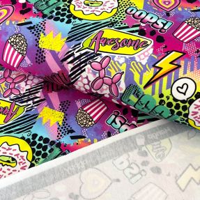 Tkanina za trenirke Manga fuchsia digital print