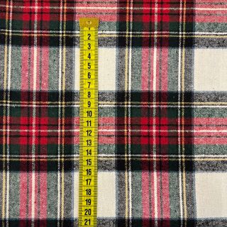 Bombažna tkanina YARN DYED CHECK BRUSHED Daniel ecru red