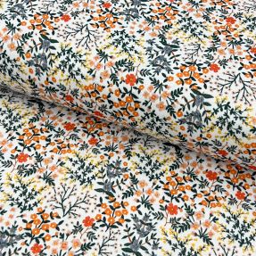 Dvoslojna gaza/muslin Oldstyle flowers white digital print