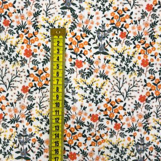 Dvoslojna gaza/muslin Oldstyle flowers white digital print
