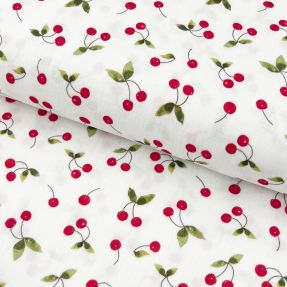 Dvoslojna gaza/muslin Cherries white digital print