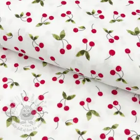 Dvoslojna gaza/muslin Cherries white digital print
