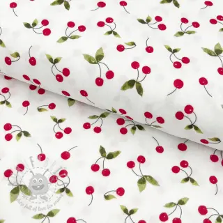 Dvoslojna gaza/muslin Cherries white digital print