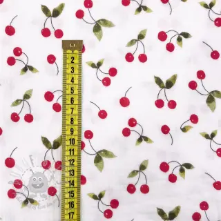 Dvoslojna gaza/muslin Cherries white digital print