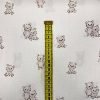 Dvoslojna gaza/muslin Teddy white digital print ORGANIC