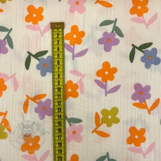 Dvoslojna gaza/muslin Retro flowie ecru