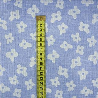 Dvoslojna gaza/muslin JACQUARD Flowers royal blue