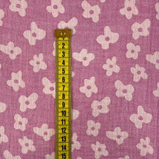 Dvoslojna gaza/muslin JACQUARD Flowers cerise