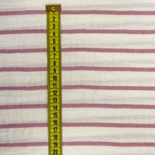 Dvoslojna gaza/muslin YARN DYED Thin strip mauve