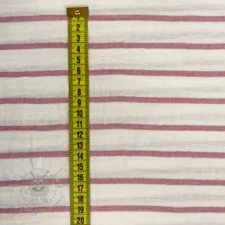 Dvoslojna gaza/muslin YARN DYED Thin strip mauve