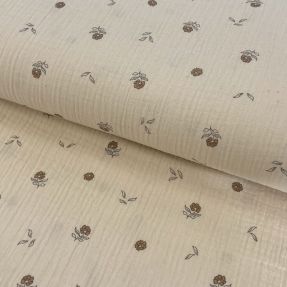 Dvoslojna gaza/muslin Flowers SIMPLY NATURAL digital print ORGANIC
