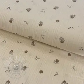 Dvoslojna gaza/muslin Flowers SIMPLY NATURAL digital print ORGANIC