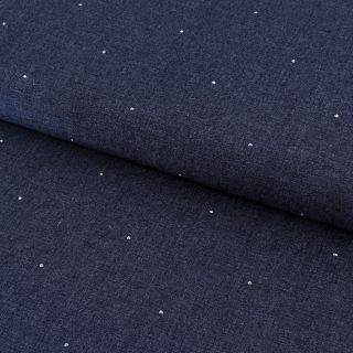 Bombažna tkanina JEANS Studs dark blue